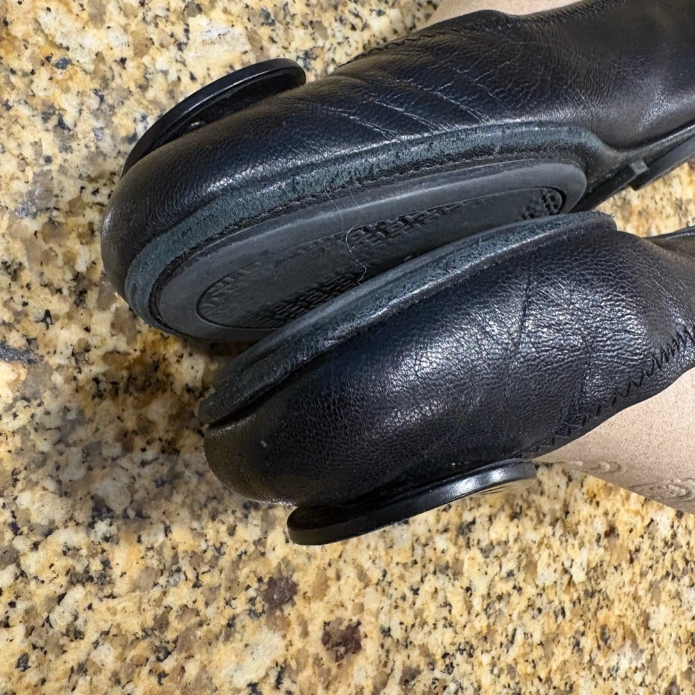 Tory Burch Black Leather Minnie Travel Ballet Flats Size 7 - Picture 2 of 7
